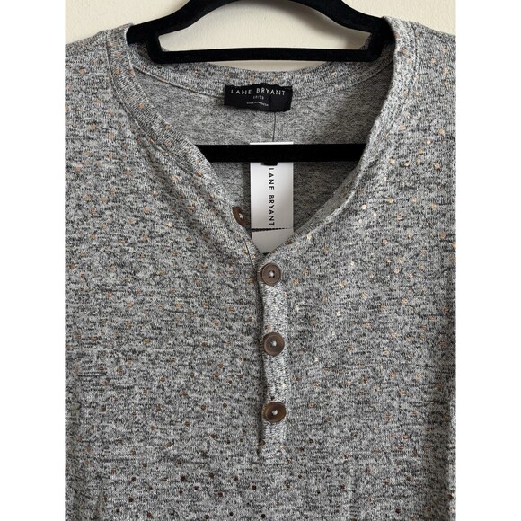 NWT Lane Bryant Plus Size 3X 18/20 Top Gray Copper Metallic Long Sleeve Stretch - Picture 2 of 5
